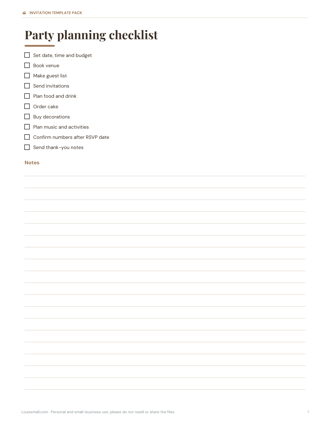 Preview of the first page of Planning checklist